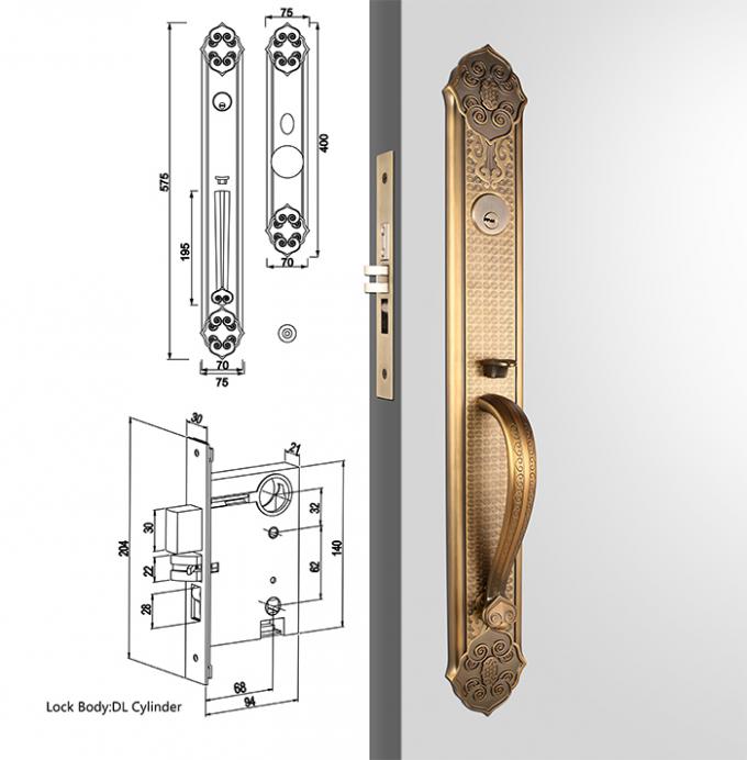 Παλαιός μοχλός Locksets κλειδαριών Handleset εισόδων κυλίνδρων χαλκού αμερικανικός τυποποιημένος