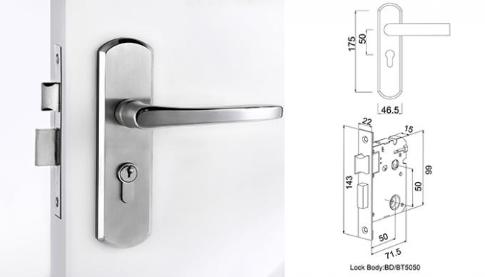 Mortise κλειδαριά BD5050 πορτών ανοξείδωτου Lockset μοχλών/μπουλόνια 5050A δύο