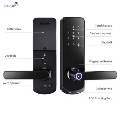 Πυροσβεστική 60min Fits πάχος πόρτας 38 έως 50mm 60min Πυροσβεστική έξυπνη κλειδαριά πόρτας με WiFi eKey APP Απομακρυσμένο έλεγχο Διαχείριση πρόσβασης